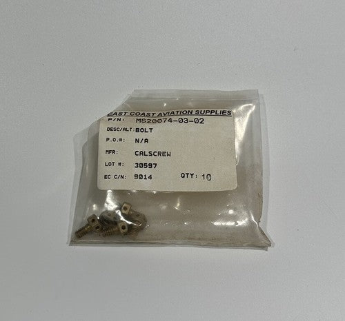 P/N: MS20074-03-02 Military Standard Bolt