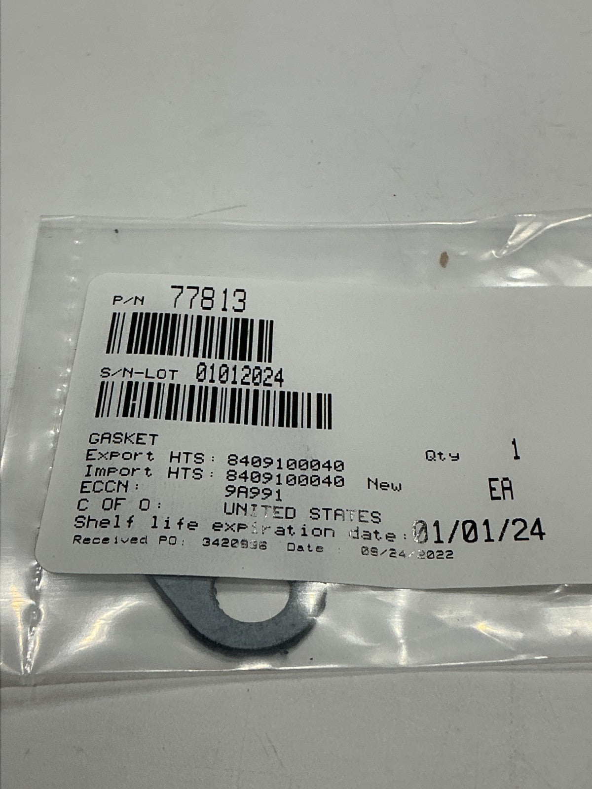 P/N: 77813 Lycoming Turbo Oil Inlet Gasket (NE) - for one gasket