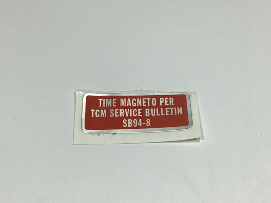 P/N: TCM Service Bulletin SB94-8 Placard