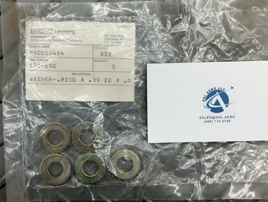 P/N: STD-690 Lycoming Washer (NOS) - for One Washer