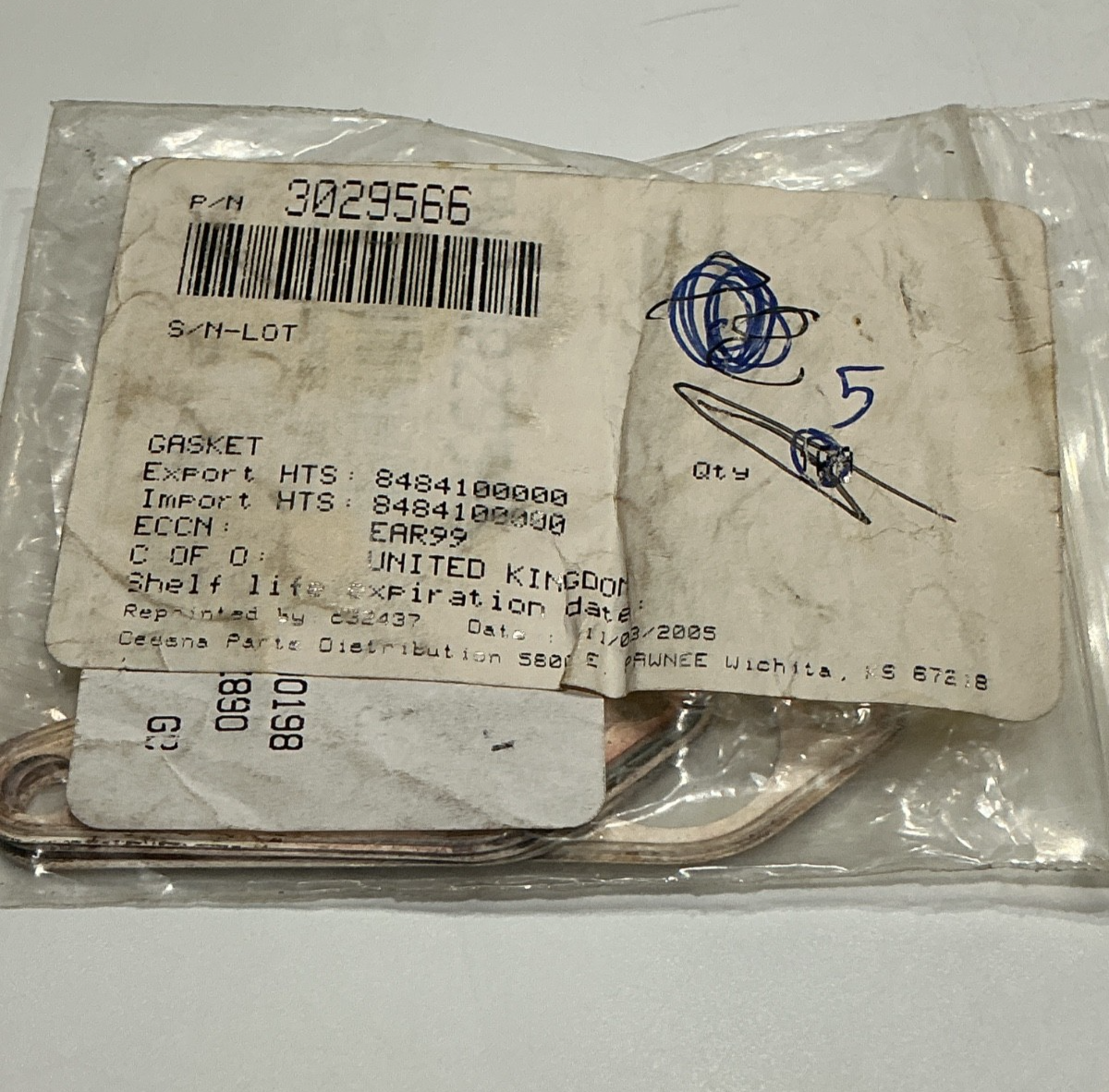 P/N: 3029566 Fuel Nozzle Gasket (NE) - for one
