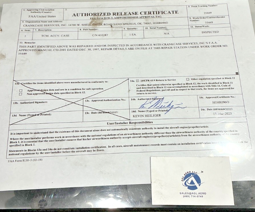 P/N: 632287 Accessory Case w/8130, Inspected - for one