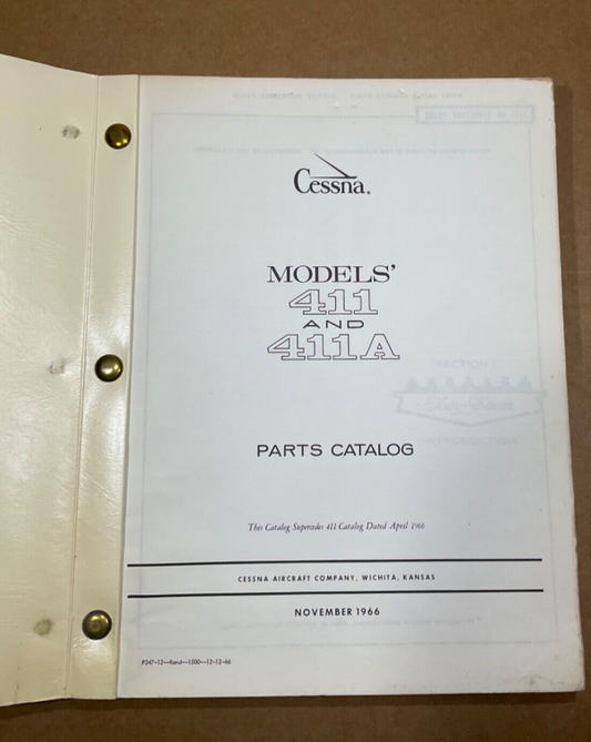 Parts Catalog Cessna 411 & 411A; November 1966
