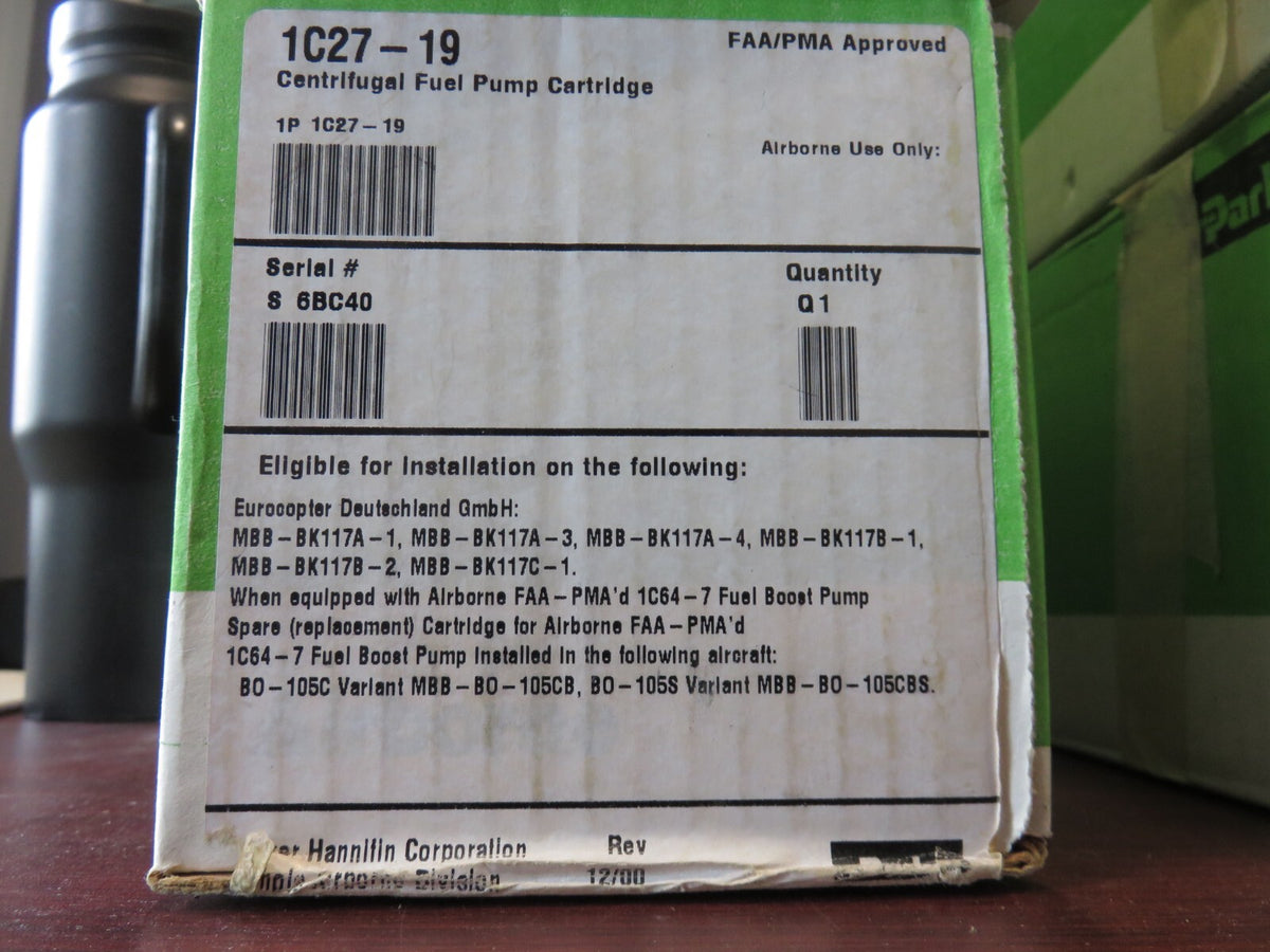 P/N: 1C27-19 - Airborne Centrifugal Fuel Pump Cartridge