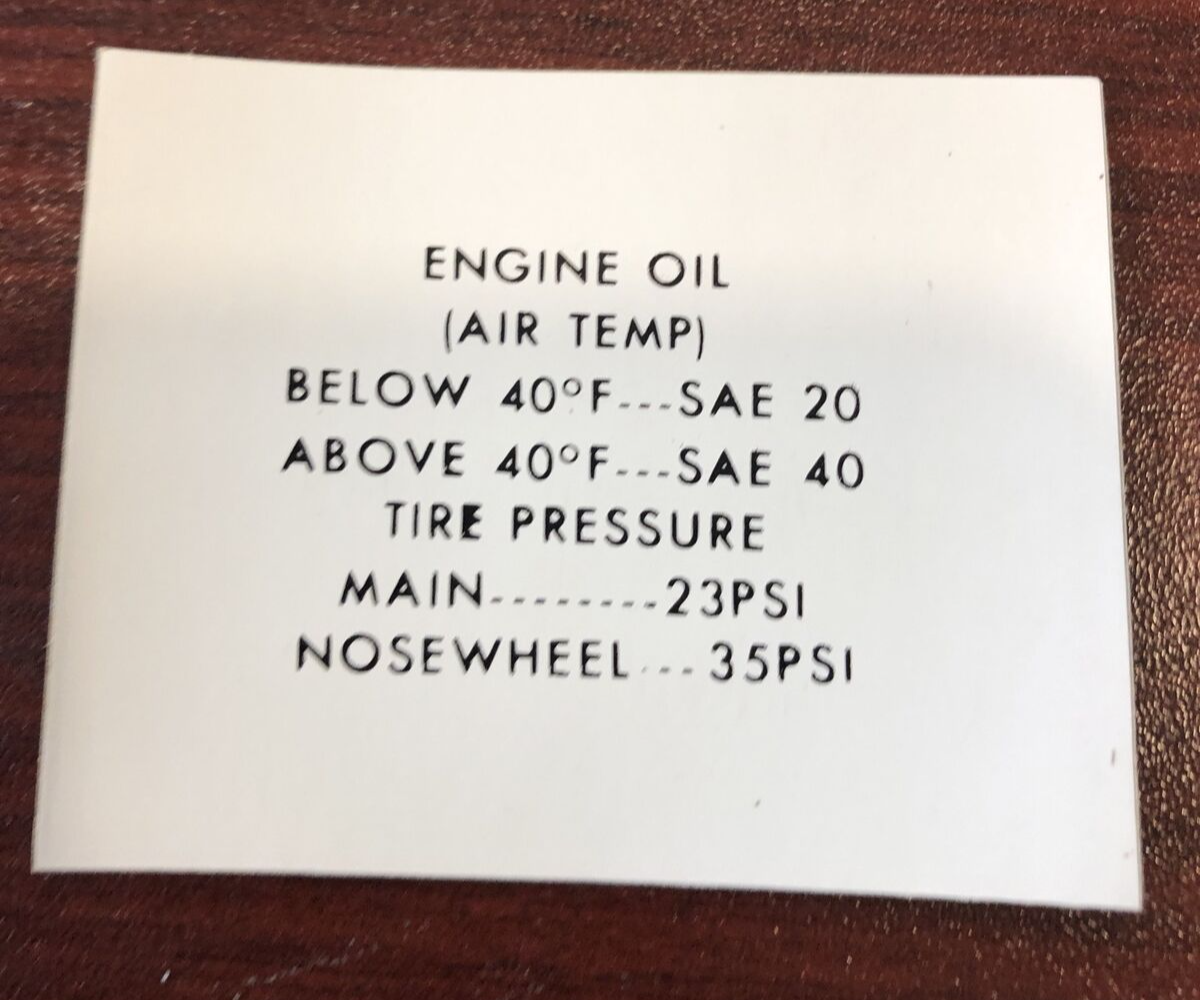 Aircraft Part - Placard P/N: 0513218-4
