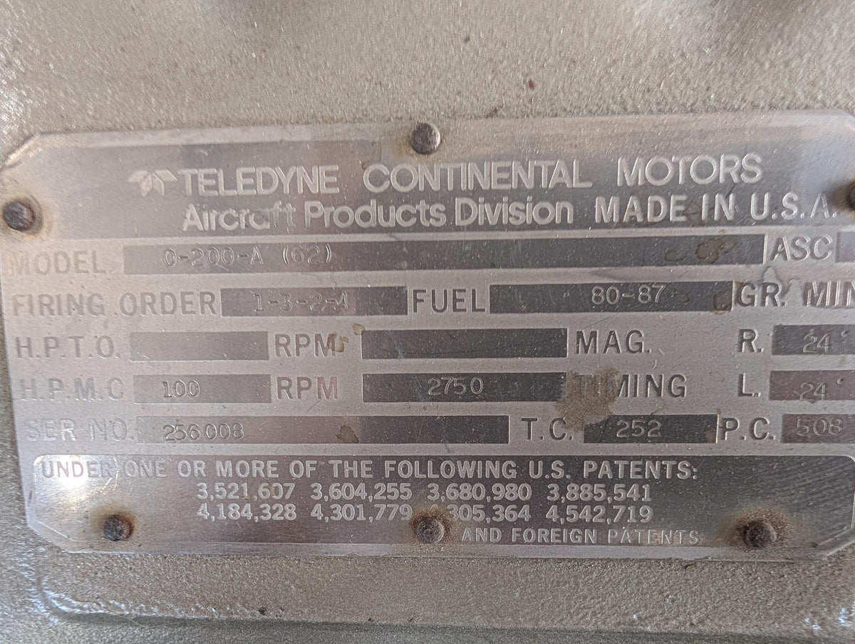 O-200 engine, overhauled