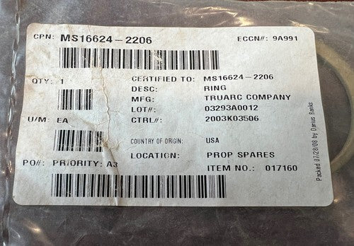 Truarc Co. - Snap Retaining Ring P/N: MS16624-2206