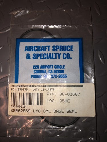 Lycoming - Cylinder Base Seal P/N: SSR62869 (Alt. P/N: 08-03687) for O-235