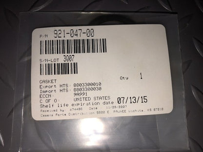 Cessna - Gasket (w/ 8130-3) P/N: 921-047-00