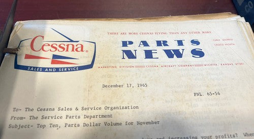 Cessna: Sales and Service - Parts News Book 1965