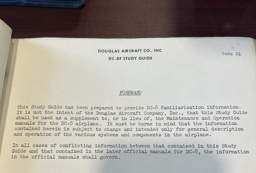 Douglas Aircraft Company, Inc. - DC-8 Douglas Service: Study Guide