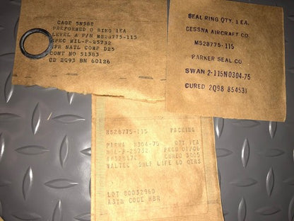 P/N: MS28775-115 Cessna - Parker/ VALTEC / Natl. Comp. O-Rings - for One