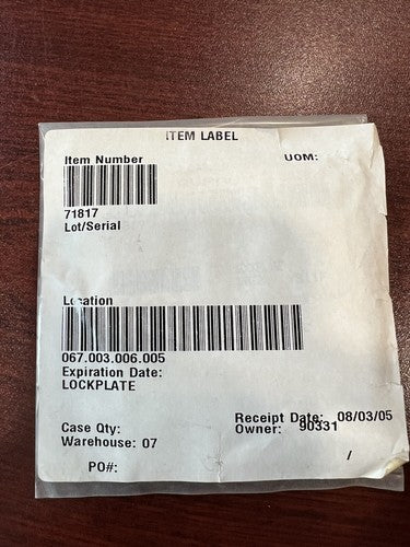 Lycoming - Lockplate P/N: 71817