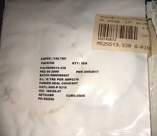KAPCO / VALTEC / PARKER: O-Ring P/N: MS29513-338