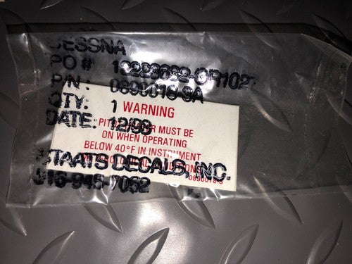 Cessna - Placard P/N: 0890018-3 / 0890018-3A