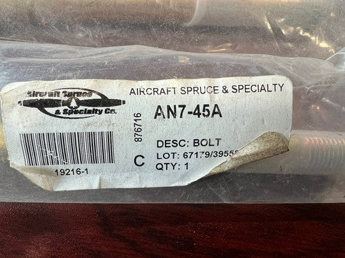 Aeronautical Standard - Bolt - Undrilled Shank P/N: AN7-45A