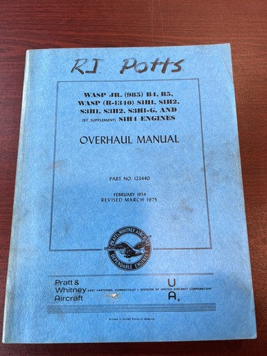 Pratt & Whitney Aircraft - Overhaul Manual (WASP JR & WASP) P/N: 123440