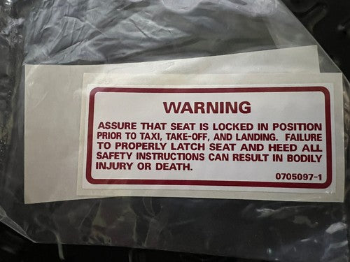 Cessna - Placard P/N: 0705097-1