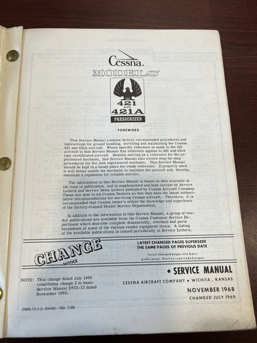 Cessna - Models' 421 & 421A - Service Manual