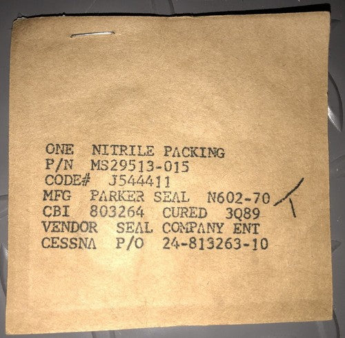 Parker: Cessna O-Ring, P/N: MS29513-015