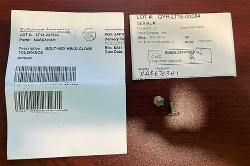 Gulfstream Aerospace - Bolt-Hex Head, Close Tolerance P/N: NAS6703H1