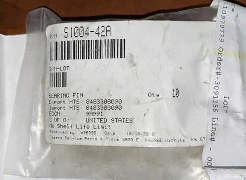 Cessna Aircraft - Bearing P/N: S1004-42A