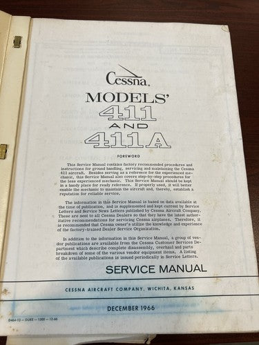 Cessna - Models' 411 & 411A - Service Manual