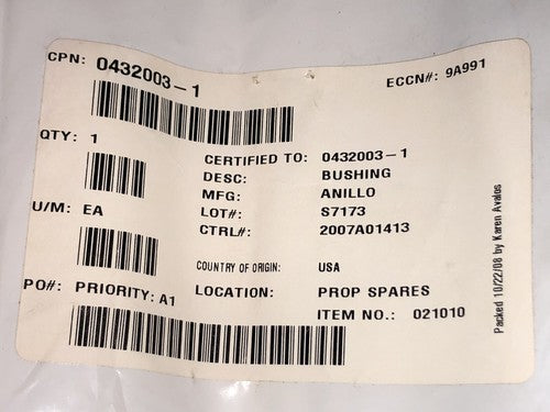 Anillo - Bushing P/N: 0432003-1
