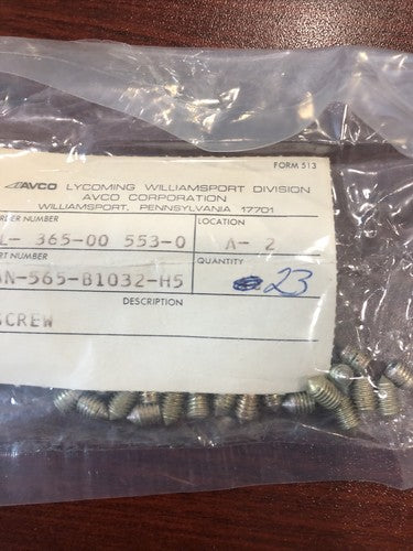 P/N: AN-565-B1032-H5 Lycoming - Hexagon Head Screw (NOS)