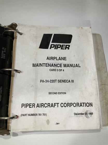 Piper PA-34-220T Seneca III Maintenance Manual Second Edition Cards 1-4