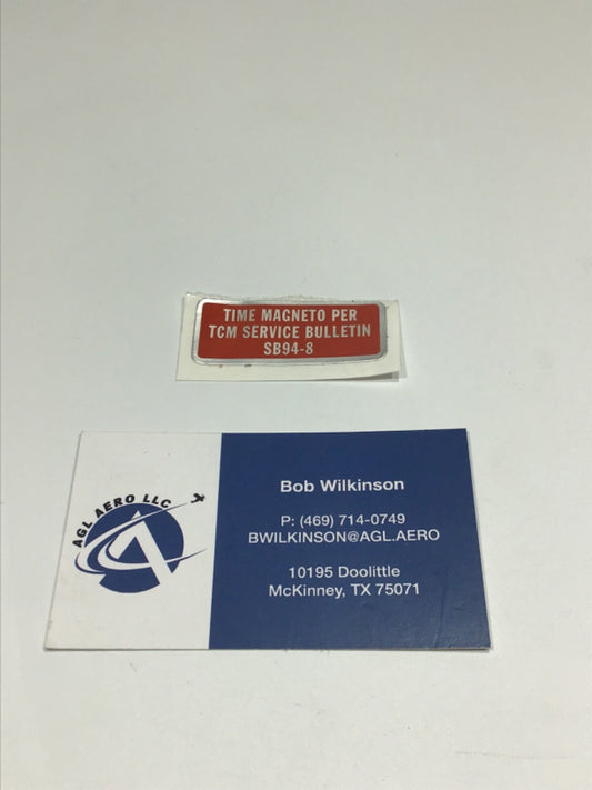 P/N: TCM Service Bulletin SB94-8 Placard