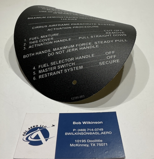 P/N: 12390-003 Placard - Graphic Overlay (NE) - for one