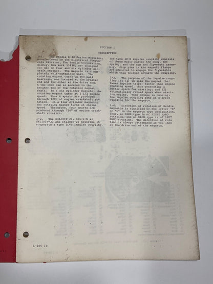 Bendix S-20 Series Aircraft Magnetos - Overhaul Instructions - August 1975