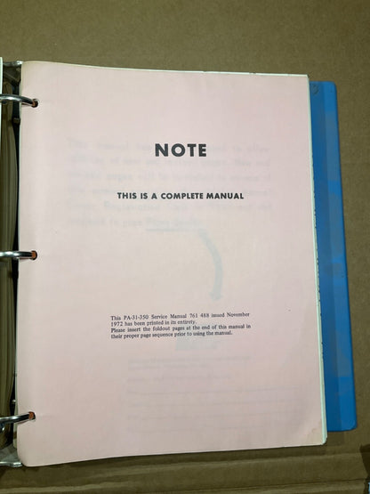 Customer Services Piper PA-31-350 Navajo Chieftain Service Manual Vol 1 (1972)