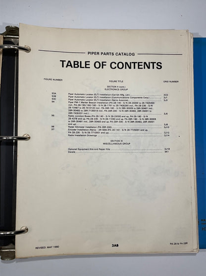 Piper PA-28 and PA-28R Cherokee Parts Catalog Card 3 of 4