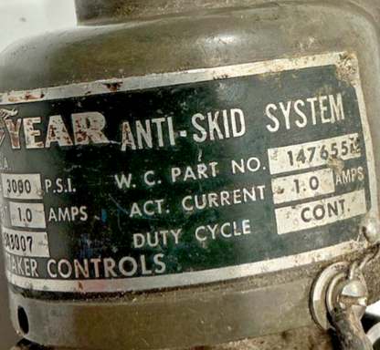 P/N: 147655-2 (Alt: 9543007) Goodyear Anti-Skid System Solenoid Valve