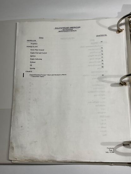 Gulfstream American GA-7 Cougar Maintenance Manual
