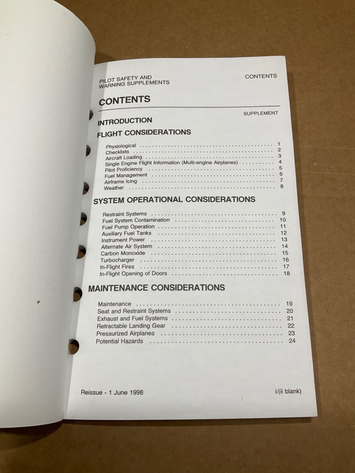 Cessna Pilot Safety and Warning Supplements (June 1, 1998)