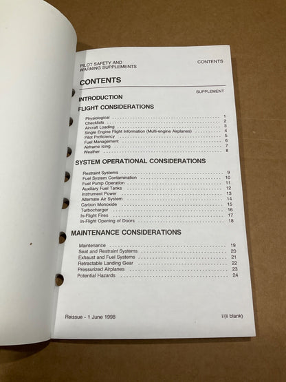 Cessna Pilot Safety and Warning Supplements (June 1, 1998)
