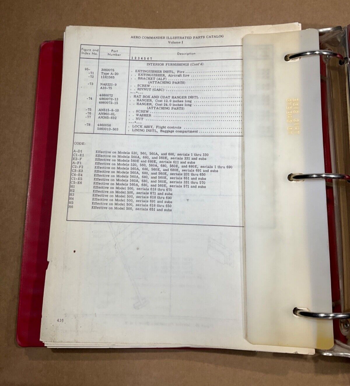 Parts Catalog Gulfstream Commander 500, 520, 560,560E, 680, 680E, & 720 (1981)