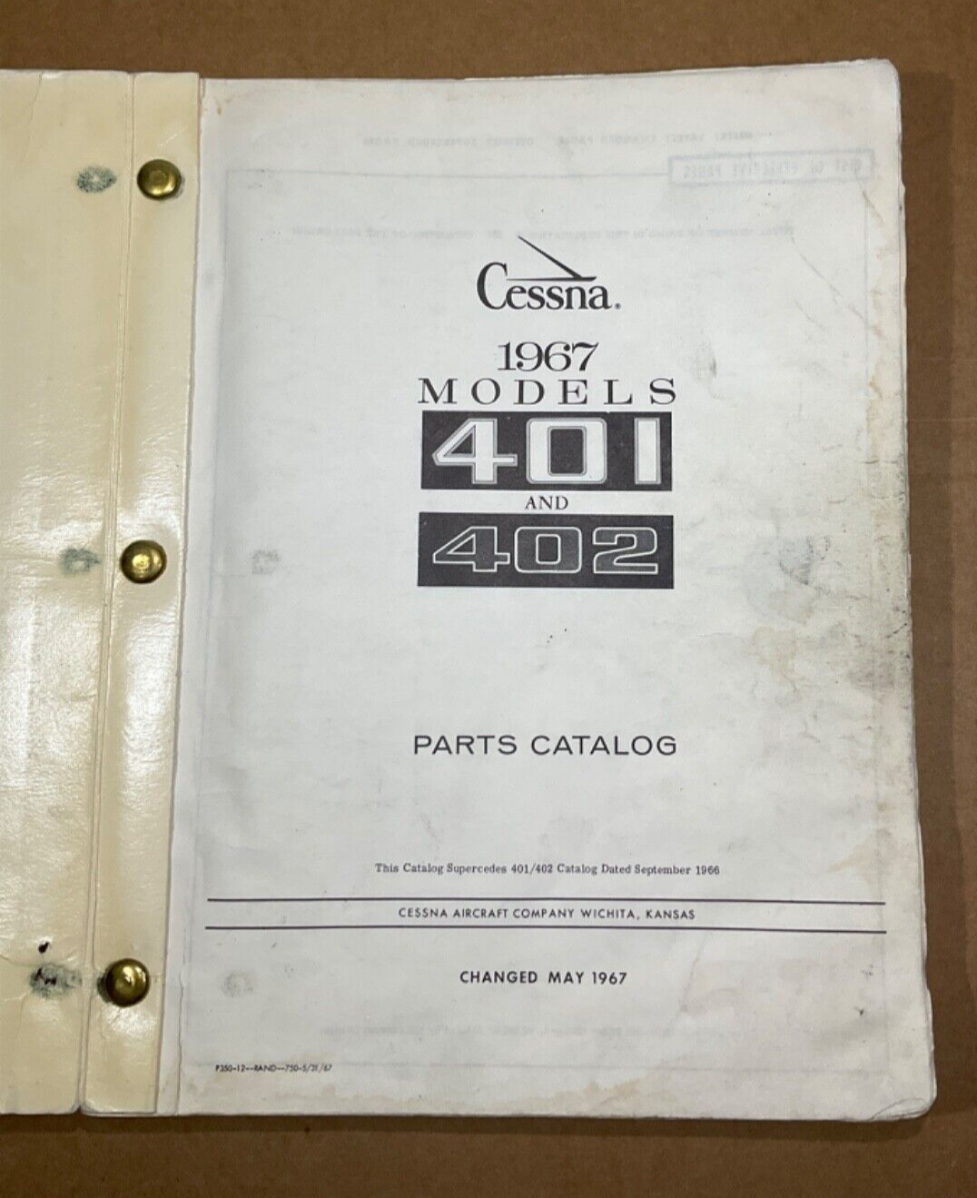 Parts Catalog Cessna 1967 Models 401 & 402; May 1967