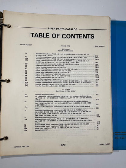 Piper PA-28 and PA-28R Cherokee Parts Catalog Card 3 of 4