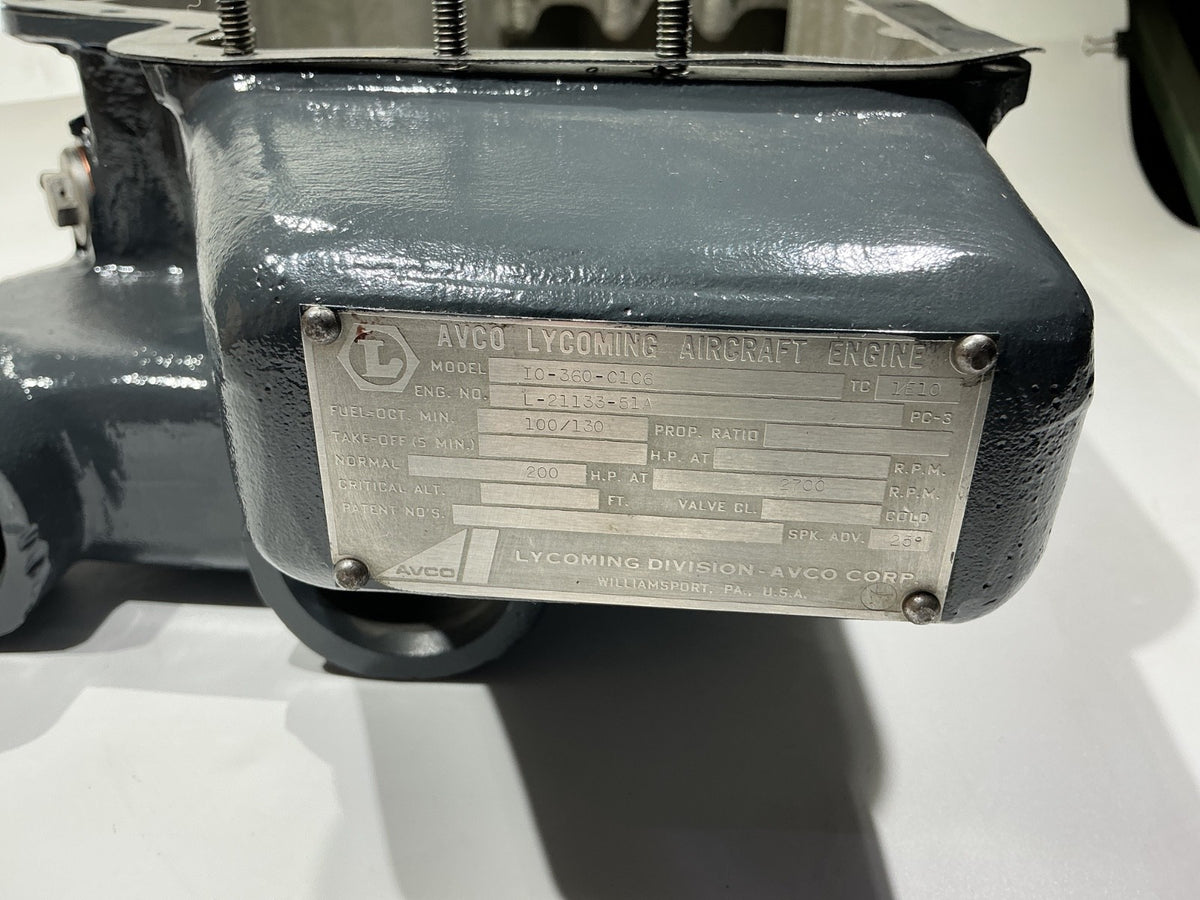 P/N:  LW-12754 Lycoming Rear Facing Sump with Intake Tubes and Data Plate