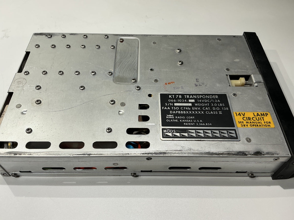 P/N : KT78 King Transponder with tray - AR - Not Working, for parts only