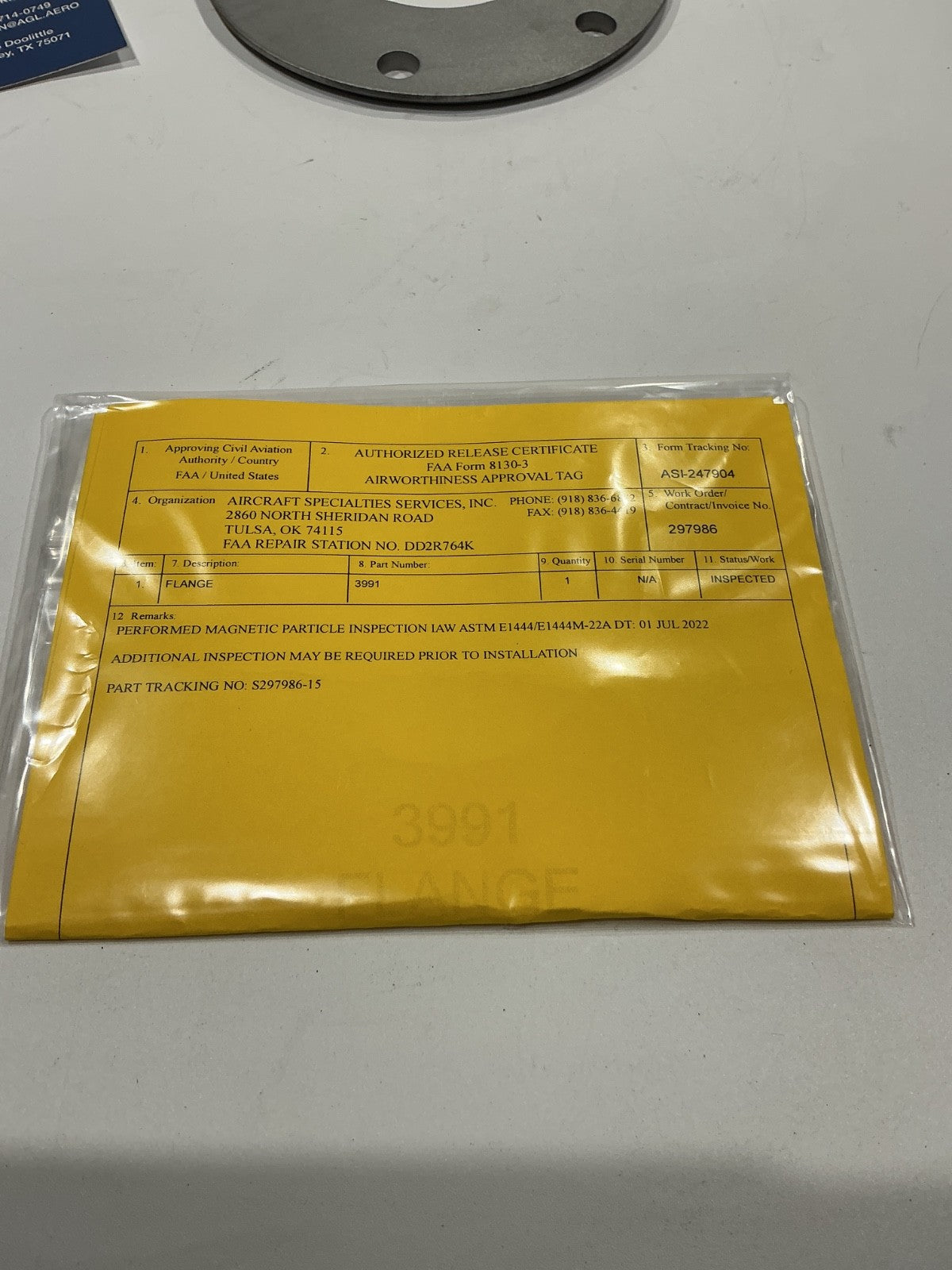 P/N: 3991 Continental A-65/C-85 Propellor Flange (w/8130) - for one