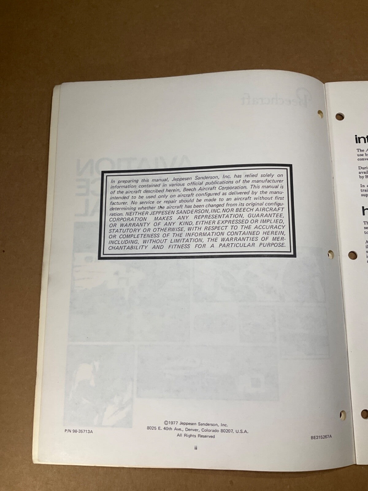 P/N: Beechcraft Aviation Line Service Manual - 1977
