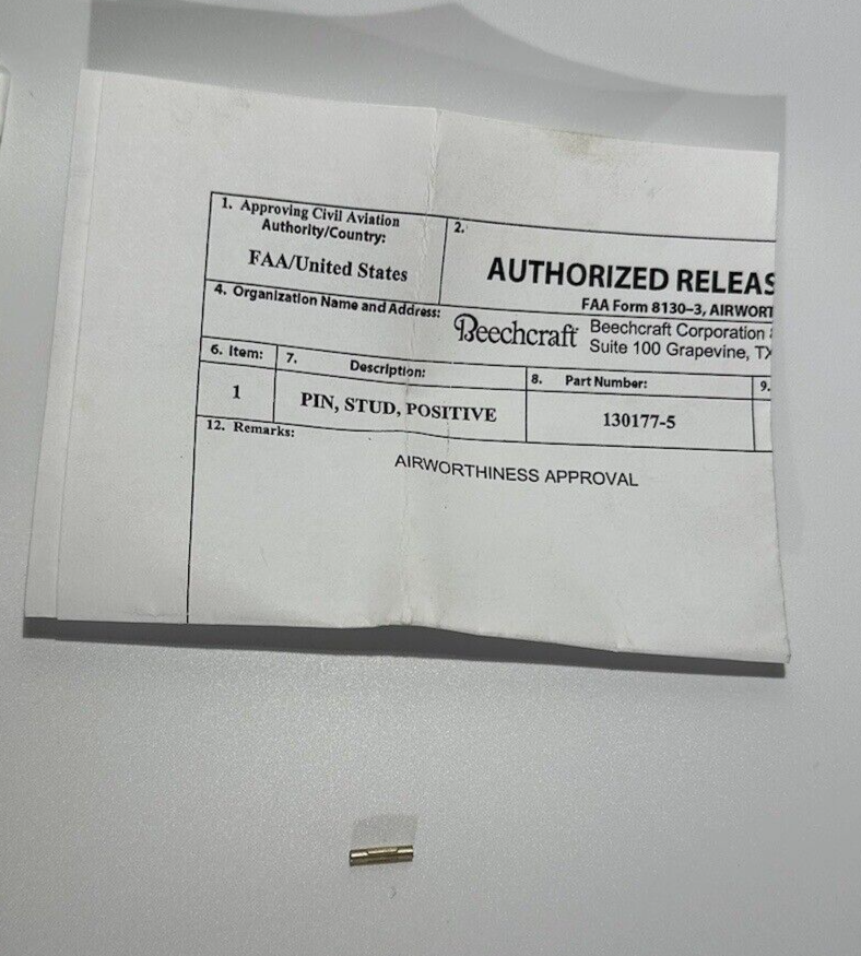P/N: 130176-5SF-20 and 130177-5 Beechcraft Stud & Pin Set with 8130-3