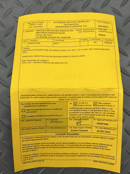 P/N: 653717 Starter Gear (RE)