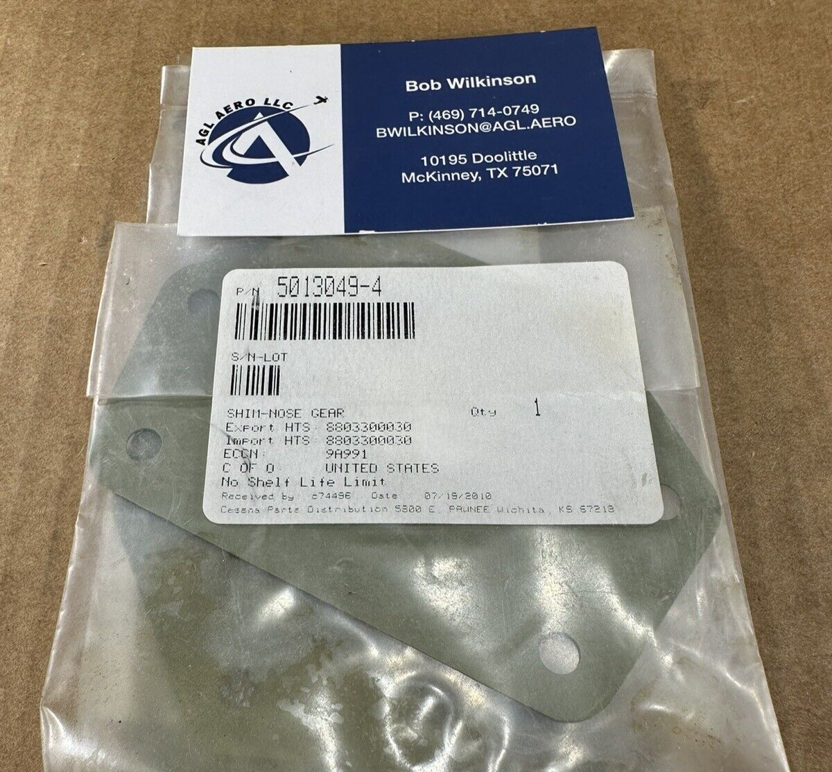 P/N: 5013049-4 Cessna Shim Nose Gear
