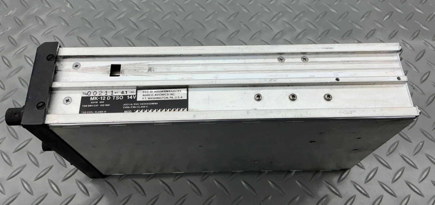 P/N: Narco Mk-12D-TSO Nav/Com Radio, Piper Style, Bad Display, Parts Only - (AR)